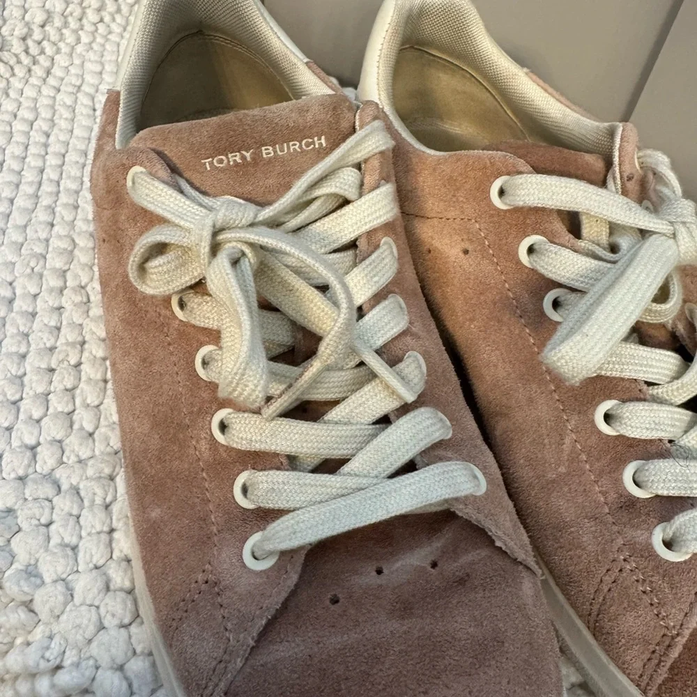 Tory Burch Pink Howell Court Suede Skater Sneakers